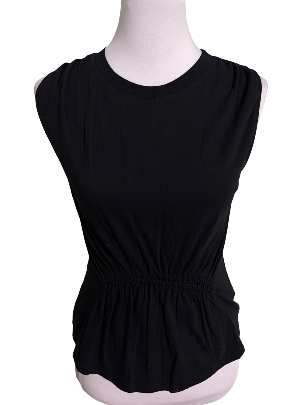 Express Black Sleeveless Top Ruched Waist